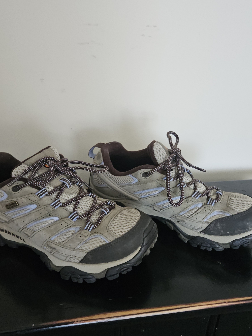 Merrell Moab Dry Women’s Hiking Shoes US 8.5 Medium Vibram Gray Brown Blue.